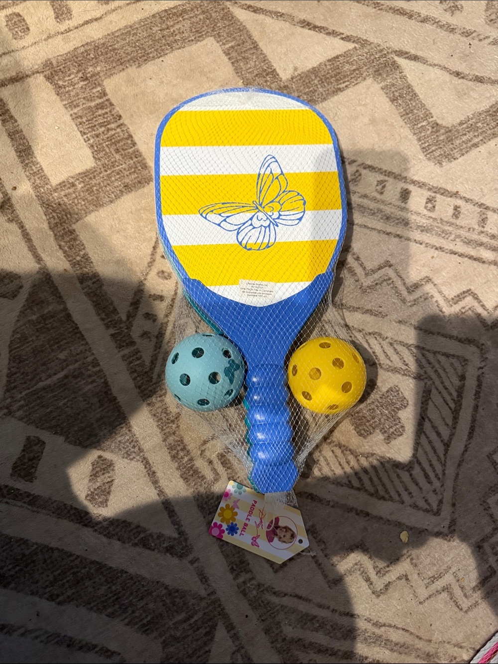 Dolly Parton Butterfly Paddle Ball Set - Blue & Yellow